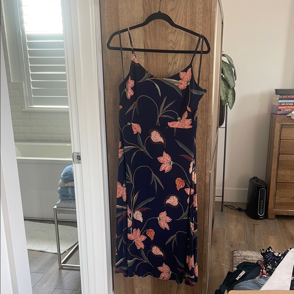 LOFT Blue and Pink Spaghetti Strap Maxi Sundress